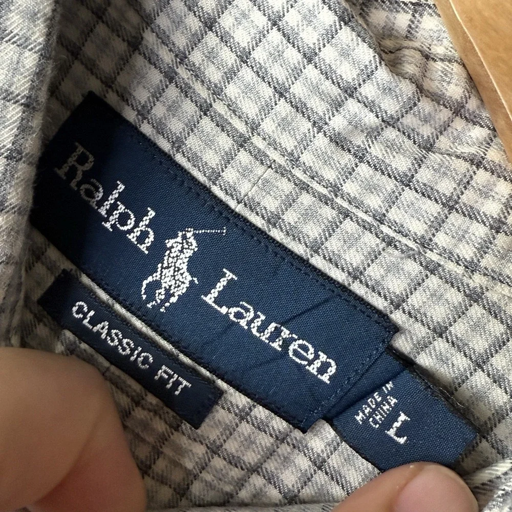Polo Ralph Lauren Vintage Classic Fit Striped LS Button Down Shirt Gray BLKLarge
